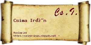 Csima Irén névjegykártya